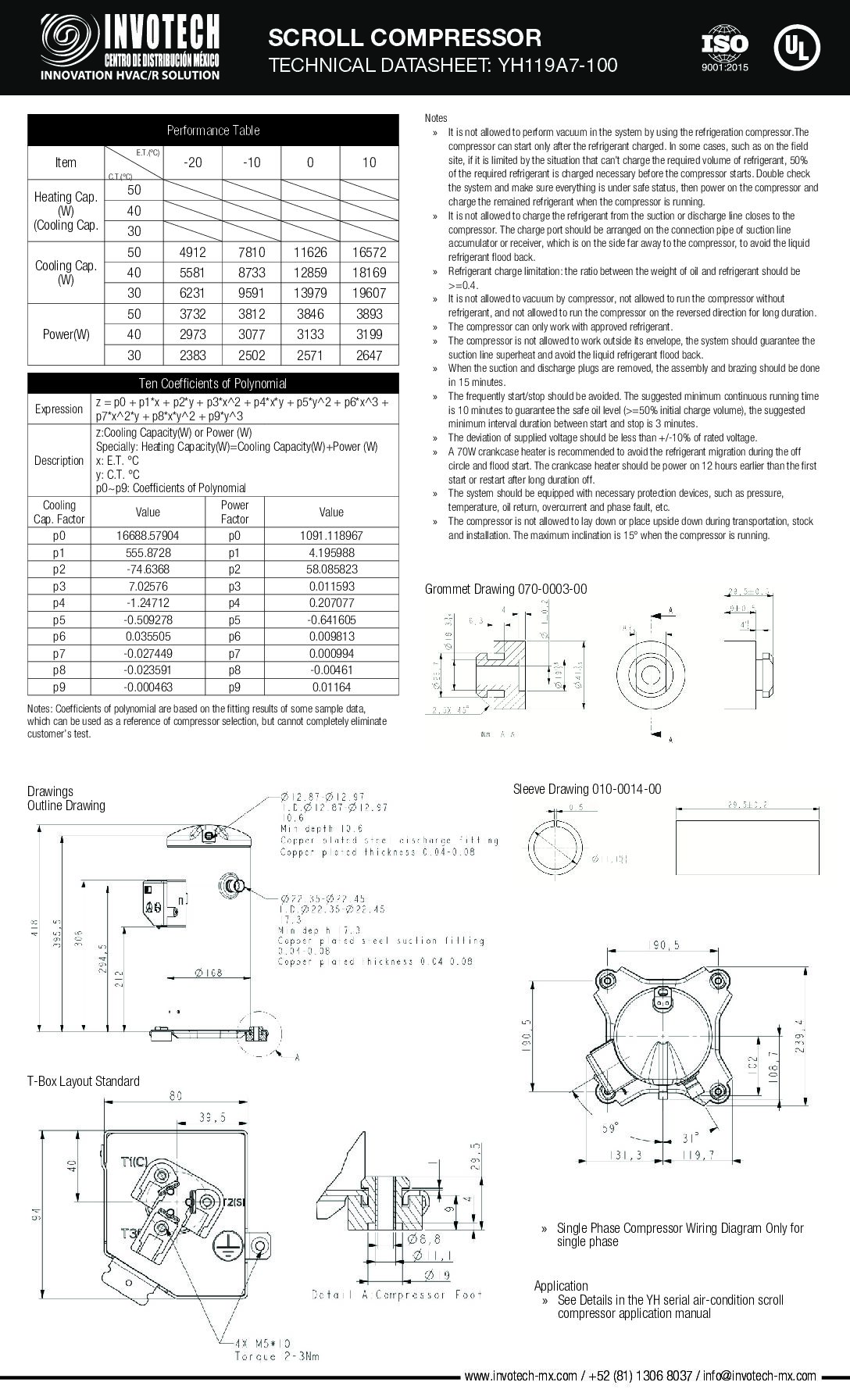 Compresor Scroll YH119A7-210 4hp 220/3/60 R22 - Image 3