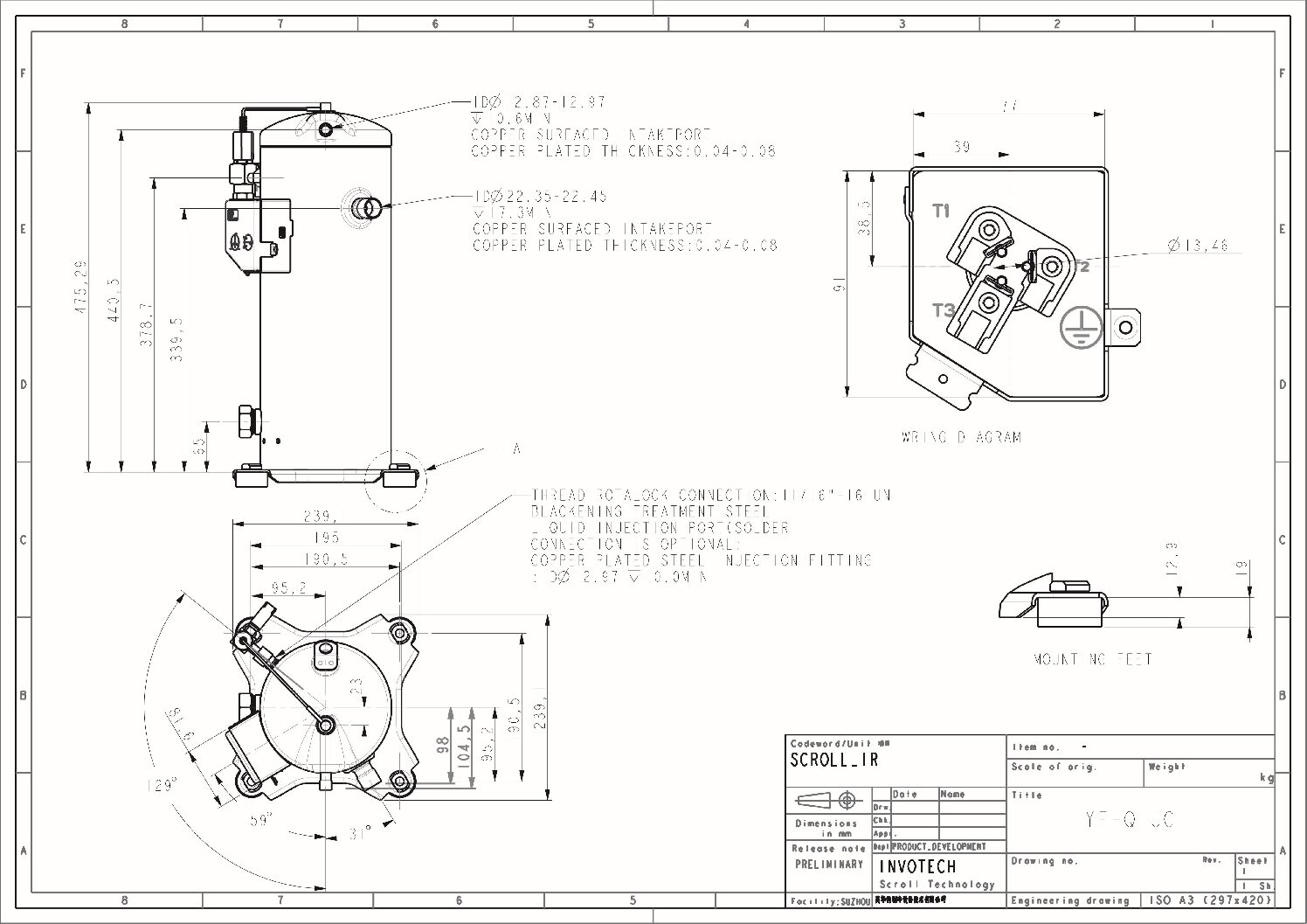 COMPRESSOR SCROLL YF41E1G-Q100 6HP-17,000 BTU/HR BAJA TEMP 460/3/60 - Image 5