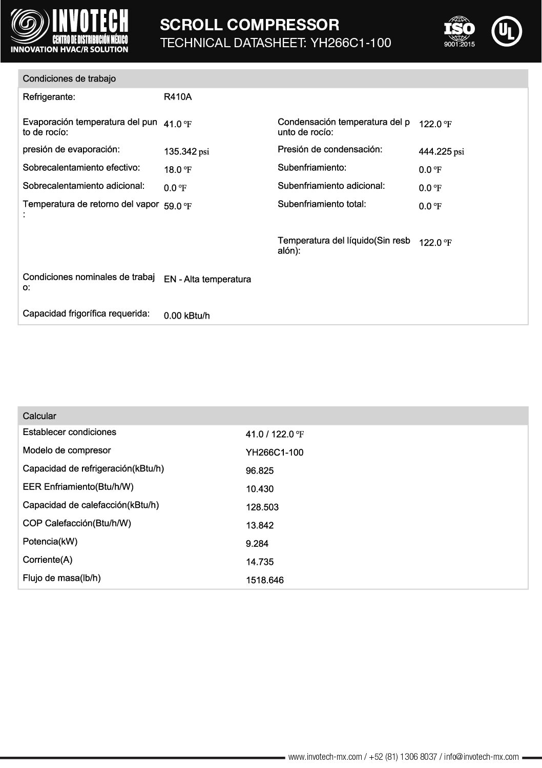 COMPRESSOR SCROLL YH266C1-210 9HP-110,726 BTU/HR A/C 460/3/60 - Image 3