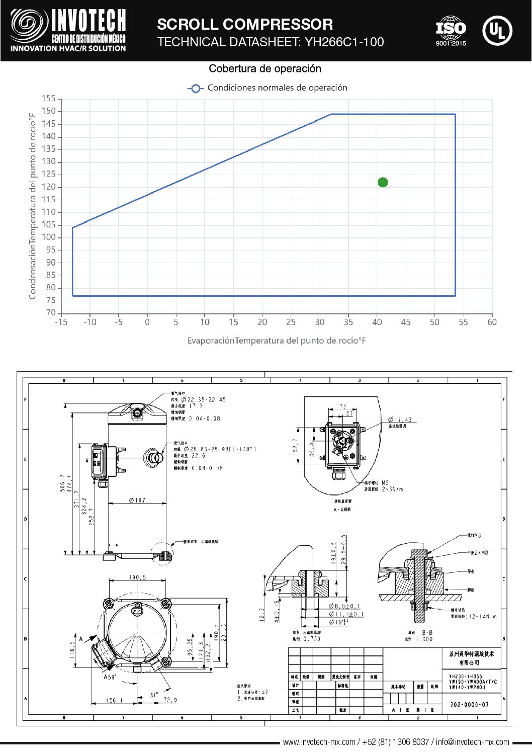 COMPRESSOR SCROLL YH266C1-210 9HP-110,726 BTU/HR A/C 460/3/60 - Image 6