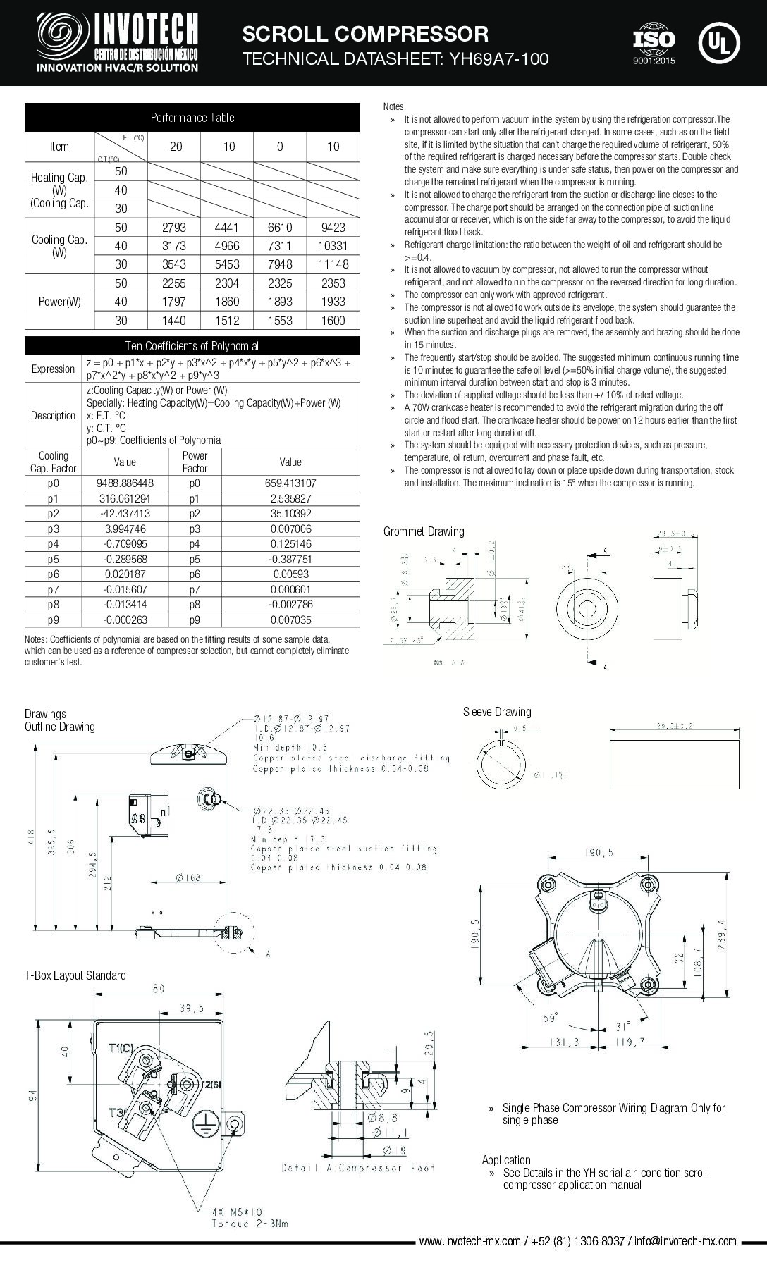 COMPRESSOR SCROLL YH69A7-100 2HP-27,800 BTU/HR A/C 220/3/60 - Image 3